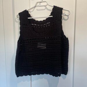 Black Crochet/Knit Top